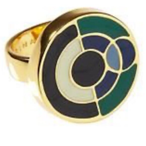 💕TRINA TURK💕 Modern Geometrics Eclipse Enamel Ring ~ Multi-Color 7 NWT - Picture 1 of 12